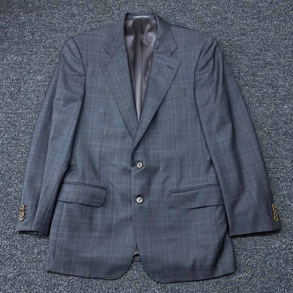 Ermenegildo Zegna Trofeo Blazer Mens 40R Gray Glen Plaid 100% Wool Sport Coat